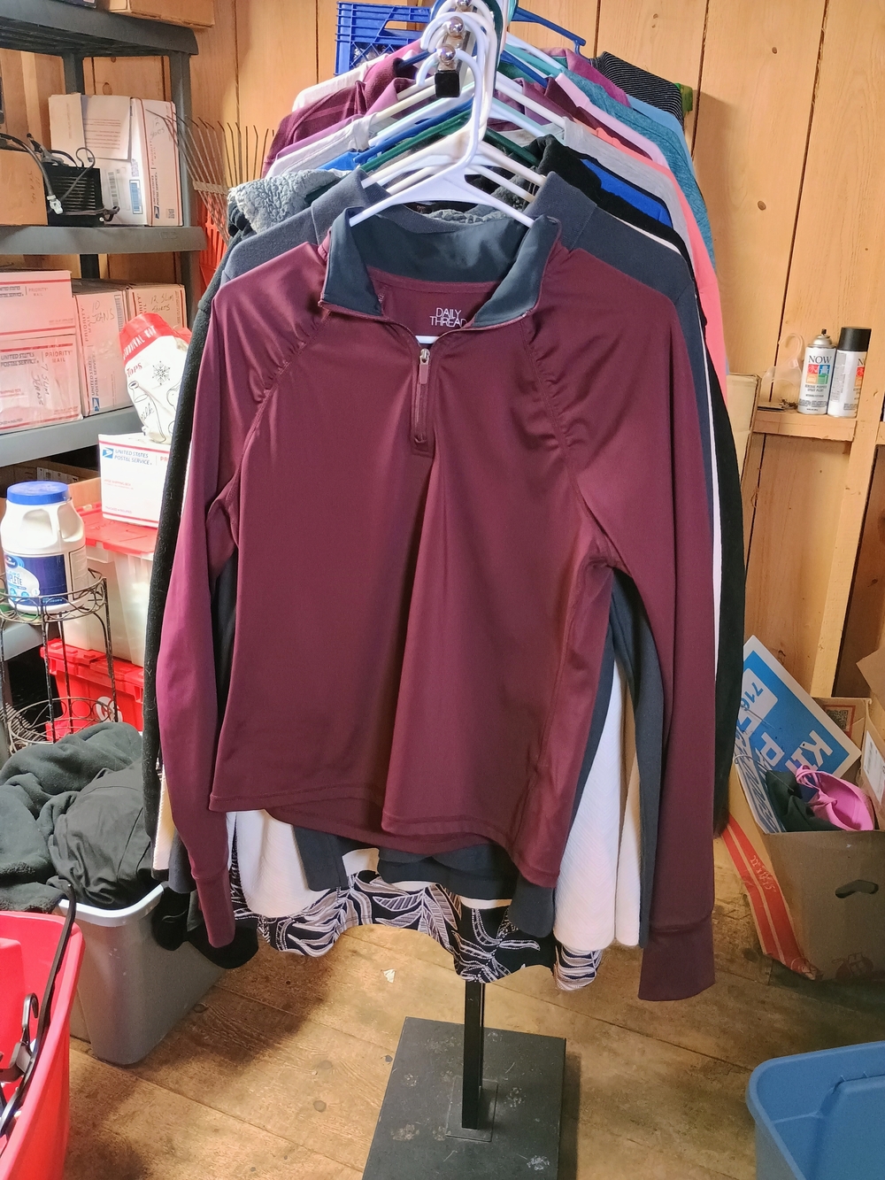 Daily Thread Women's Maroon Quarter-Zip Performance Top Bin 4